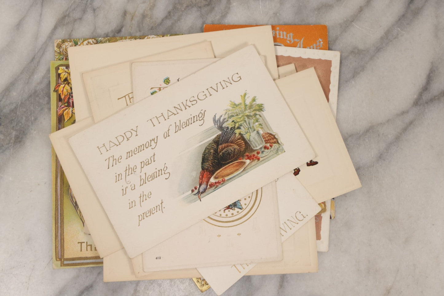 Lot 146 - Grouping Of 21 Antique And Vintage Thanksgiving Postcards Including Embossed, Gibson Art Co., And Tuck Designs