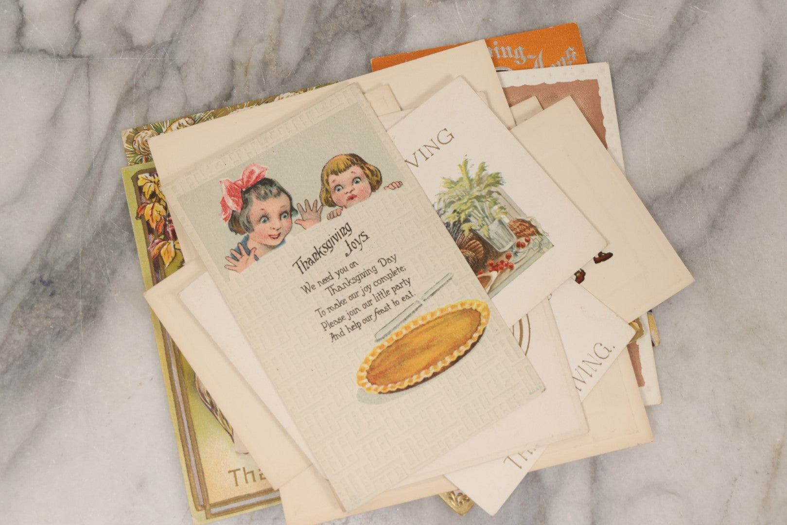 Lot 146 - Grouping Of 21 Antique And Vintage Thanksgiving Postcards Including Embossed, Gibson Art Co., And Tuck Designs