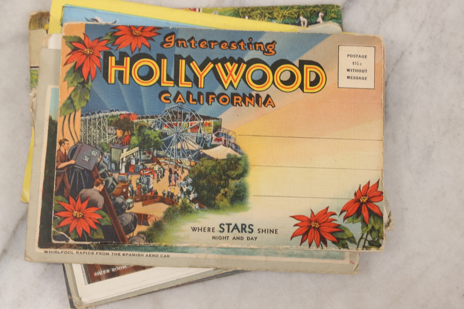 Lot 147 - Grouping Of Six Antique And Vintage Souvenir Postcard Folders Including Florida, Texas, The Bronx Zoo, Mount Vernon, Hollywood, And Niagara Falls
