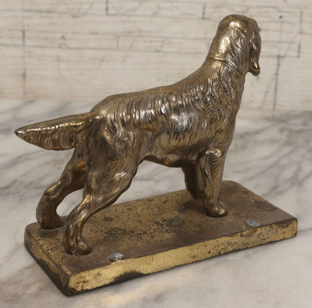 Lot 151 - Vintage Cast Pot Metal Cocker Spaniel Dog Statue With Brass Finish, Former Bookend
