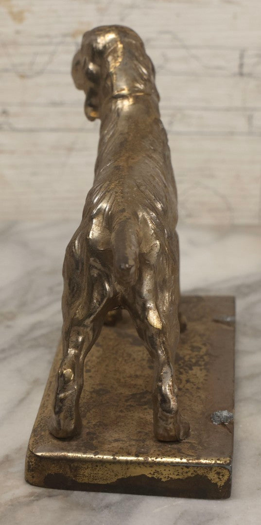 Lot 151 - Vintage Cast Pot Metal Cocker Spaniel Dog Statue With Brass Finish, Former Bookend
