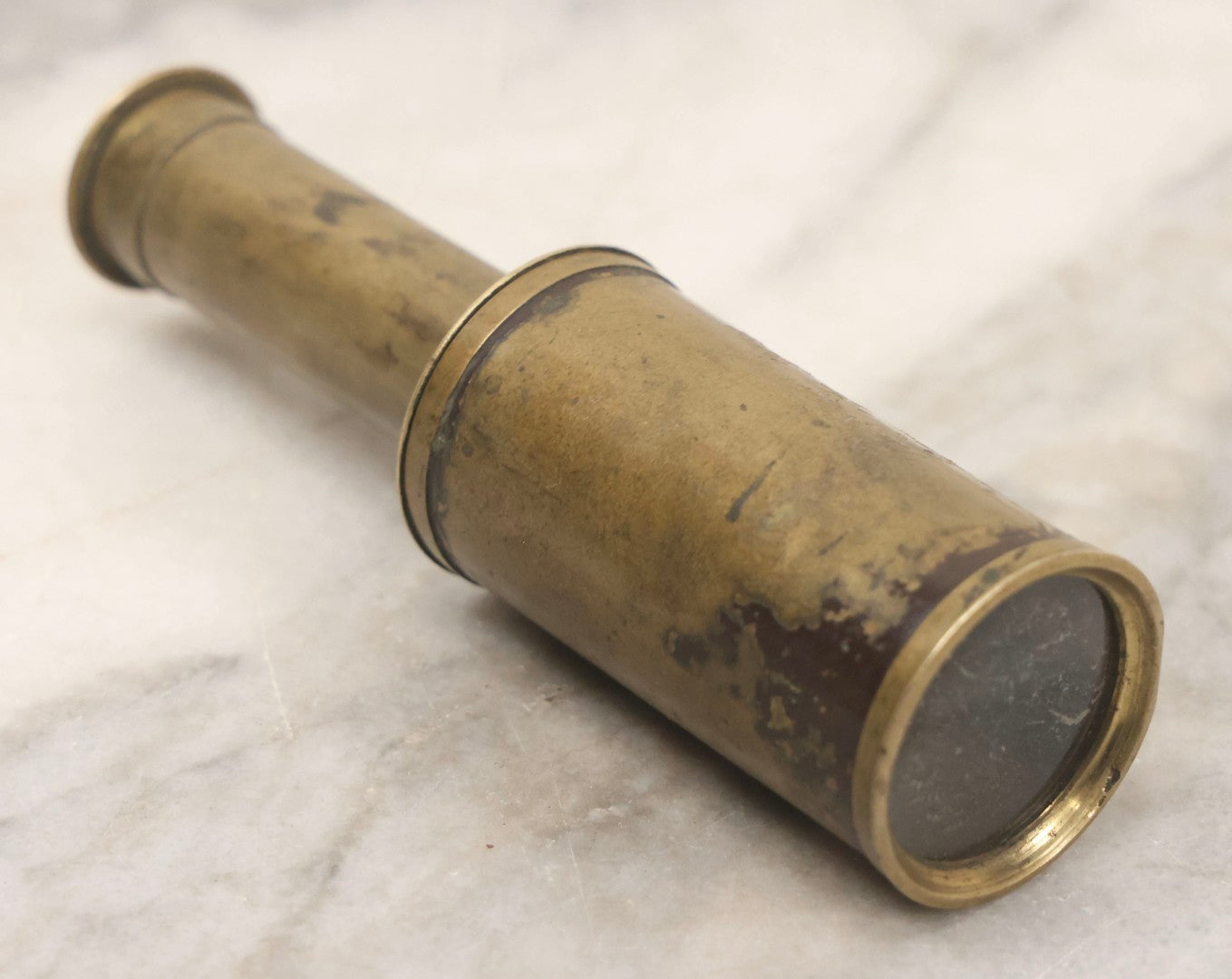 Lot 152 - Antique Miniature Two-Section Telescoping Brass Spyglass, 4-3/8" L