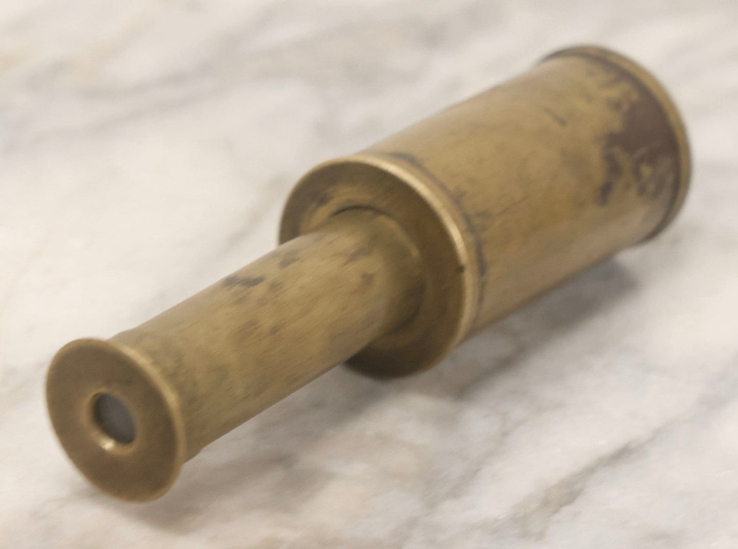 Lot 152 - Antique Miniature Two-Section Telescoping Brass Spyglass, 4-3/8" L