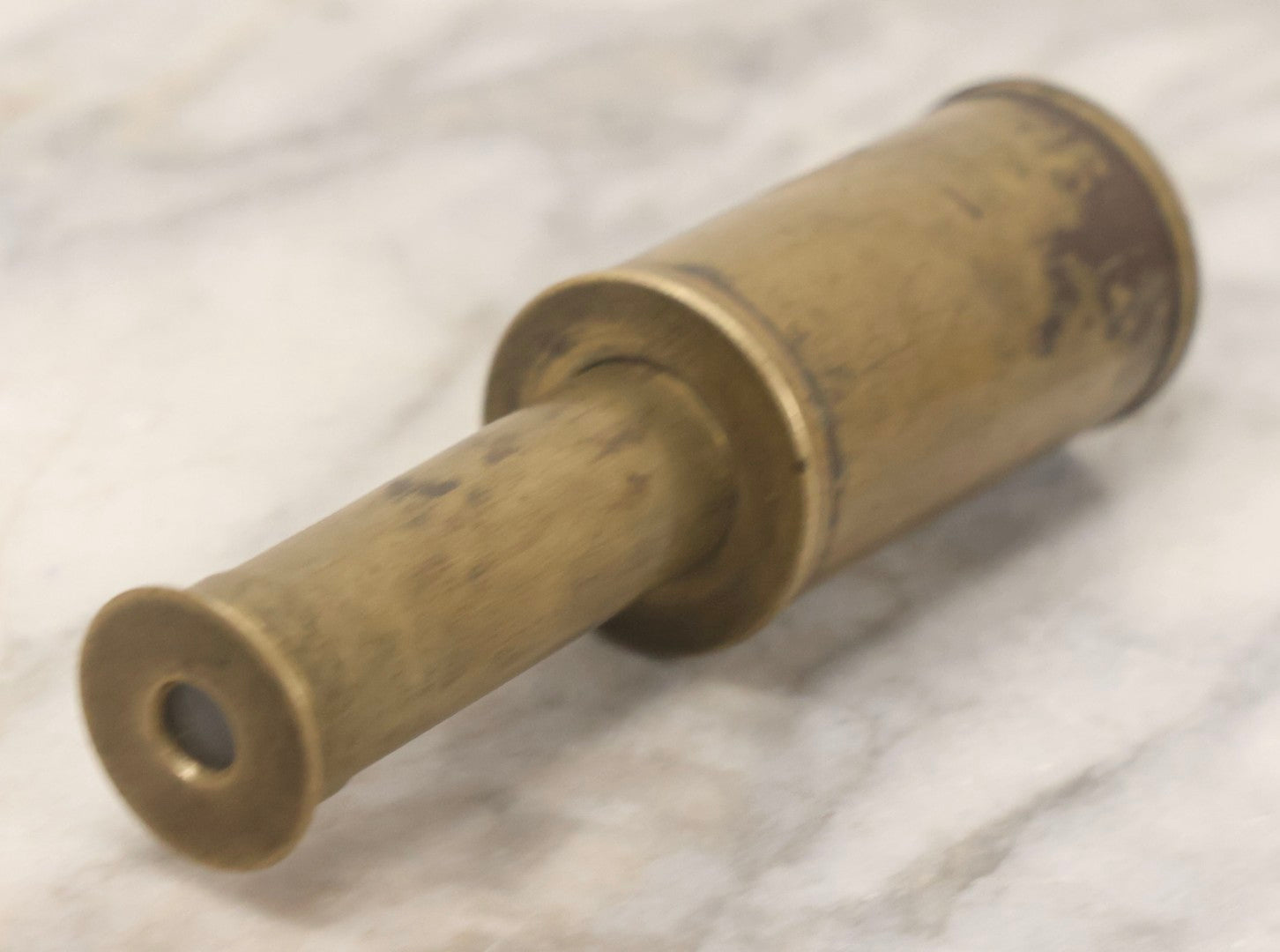 Lot 152 - Antique Miniature Two-Section Telescoping Brass Spyglass, 4-3/8" L
