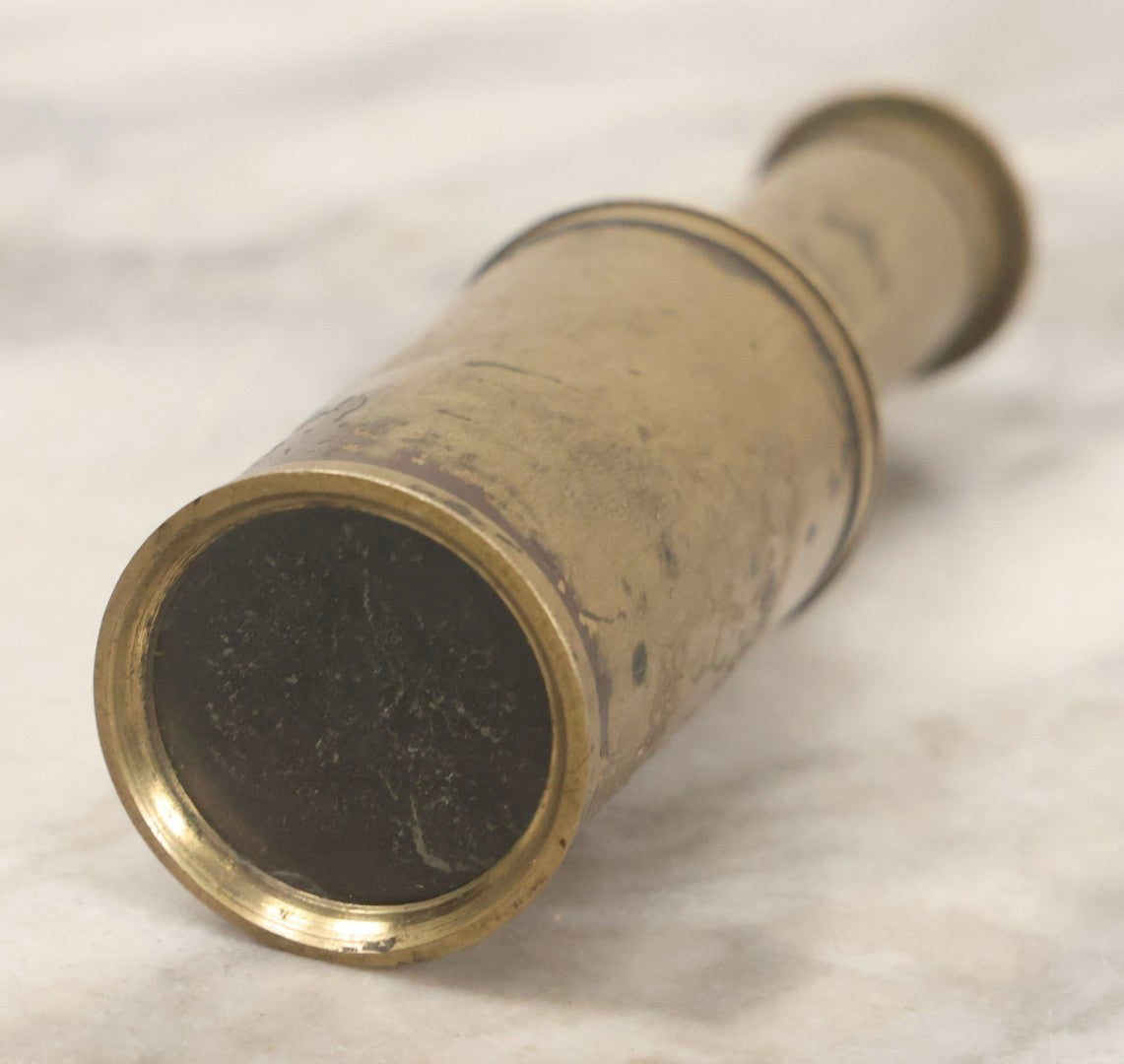 Lot 152 - Antique Miniature Two-Section Telescoping Brass Spyglass, 4-3/8" L