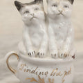 Lot 155 - Antique Porcelain Figure Of Two Cats On Cup, "Dividing The Pot" Gilt Lettering, 3-3/4" H