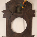 Lot 163 - Antique Folk Art Wooden Cuckoo Clock Cover With Spring-Mounted Cuckoo And Gilt Pine Cone Weights