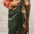 Lot 164 - Vintage Painted Plaster Statue Of St. Jude Holding Medallion, Made In Italy, 11-3/4" H