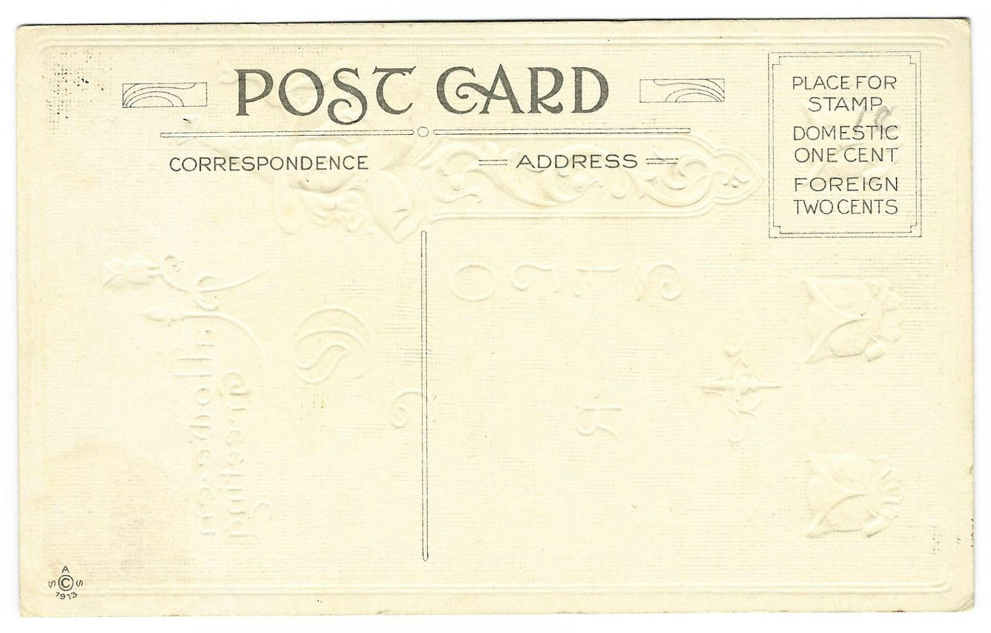 Lot 166 - Antique Embossed Halloween Postcard “Cast Dull Care Out Of Sight” With Witch And Owls, Halloween Greeting, S.A.S. Copyright 1913, Series 352, Unused