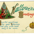 Lot 168 - Antique Embossed Halloween Postcard “Cheerful Greetings For Your Hallowe'en” With Witch, Black Cat, And Jack-O'-Lantern, Made In Saxony, Postmarked 1915 Lafayette Co, Written On Verso, Note Crease Damage