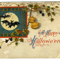 Lot 169 - Antique Halloween Postcard “A Happy Hallowe'en” With Bats, Jack-O'-Lanterns, And Ivy, Made In Saxony, Postmarked 1913 Providence Ri, Written On Verso