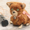 Lot 175 - Vintage Battery-Operated Animated Tabby Cat Toy With Light-Up Eyes And Wired Controller, Made In Japan, Working Condition