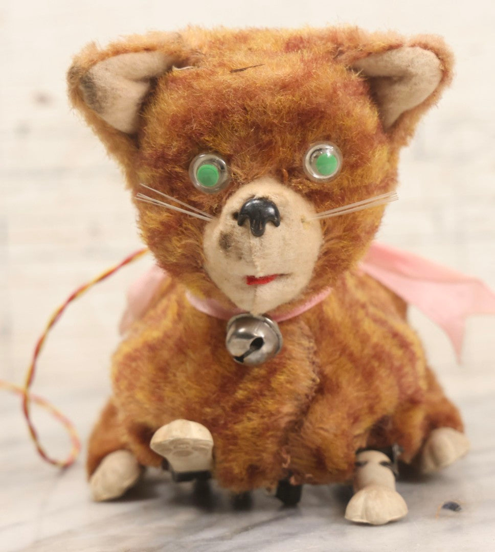 Lot 175 - Vintage Battery-Operated Animated Tabby Cat Toy With Light-Up Eyes And Wired Controller, Made In Japan, Working Condition