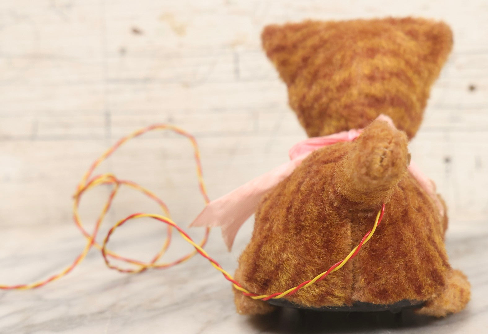 Lot 175 - Vintage Battery-Operated Animated Tabby Cat Toy With Light-Up Eyes And Wired Controller, Made In Japan, Working Condition