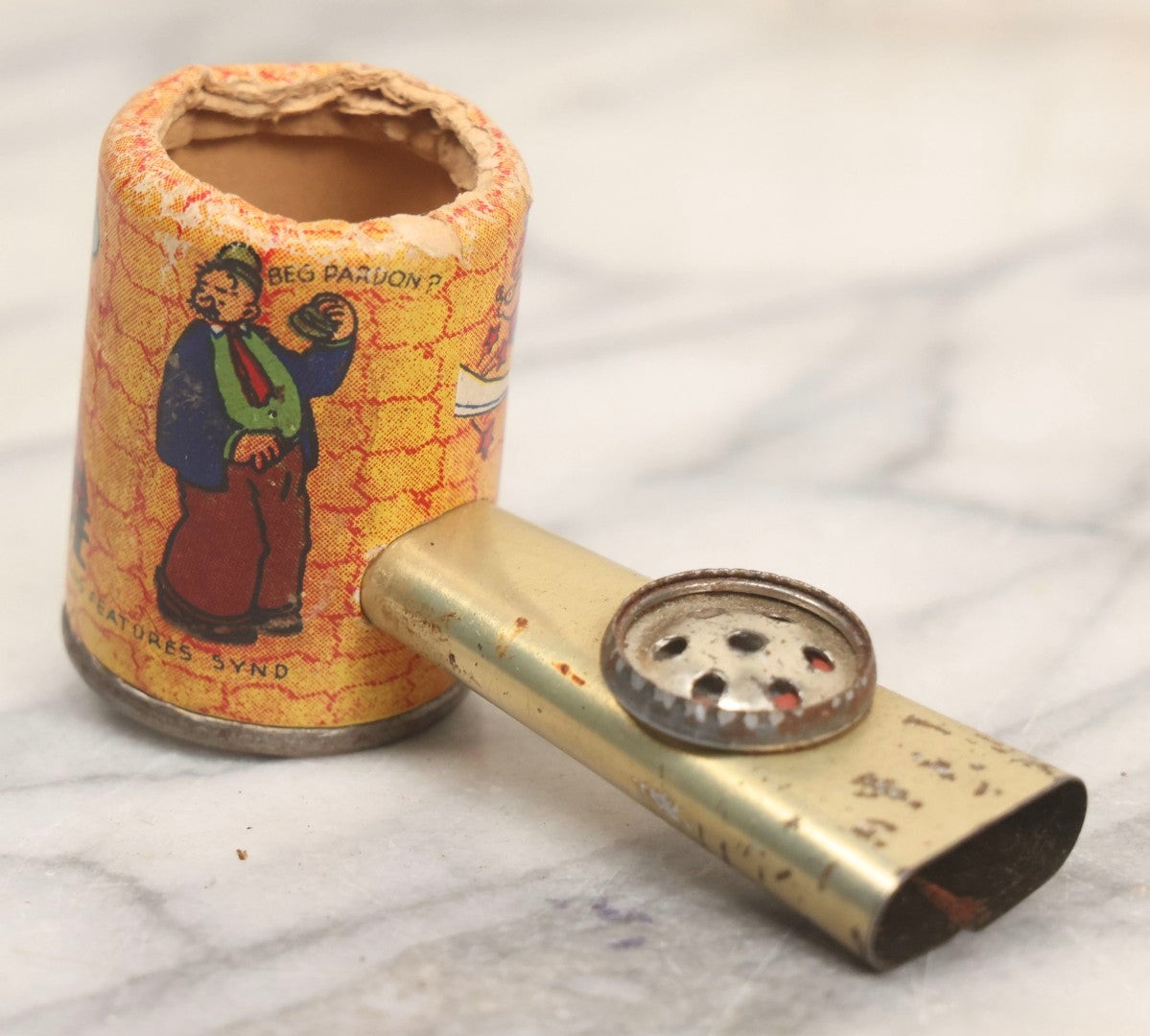 Lot 183 - Antique Tin And Paper Toy Popeye Pipe By Northwestern Products, St. Louis, Missouri, 1934