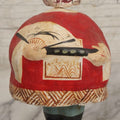 Lot 187 - Vintage Paper Mâché And Wire Figure With Red Jacket, Painted Fan, And Spring Wires On Head, Possibly Oriental Bobblehead Form