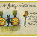 Lot 190 - Antique Halloween Postcard “A Jolly Halloween! Be Reckless And Have A Good Old-Fashioned Spooky Halloween” With Black Cat And Jack-O'-Lanterns, S. Bergman Ny, Postmarked 1916, Written On Verso