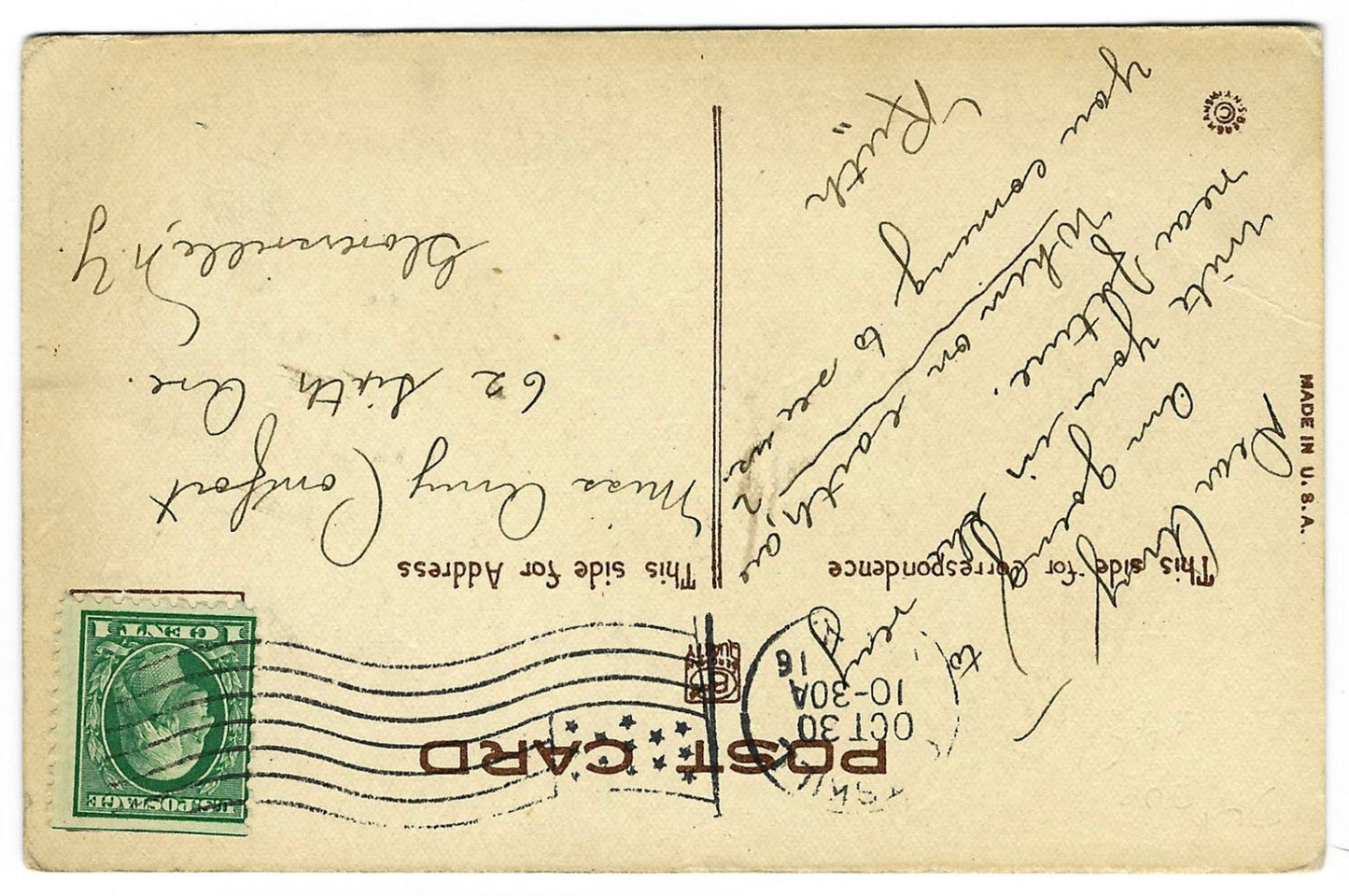 Lot 190 - Antique Halloween Postcard “A Jolly Halloween! Be Reckless And Have A Good Old-Fashioned Spooky Halloween” With Black Cat And Jack-O'-Lanterns, S. Bergman Ny, Postmarked 1916, Written On Verso