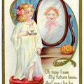 Lot 193 - Antique Embossed Halloween Postcard “Hallowe'en Joys” Girl With Candle And Mirror, S.L. & Co. 1911, Series 226 A, Written On Verso
