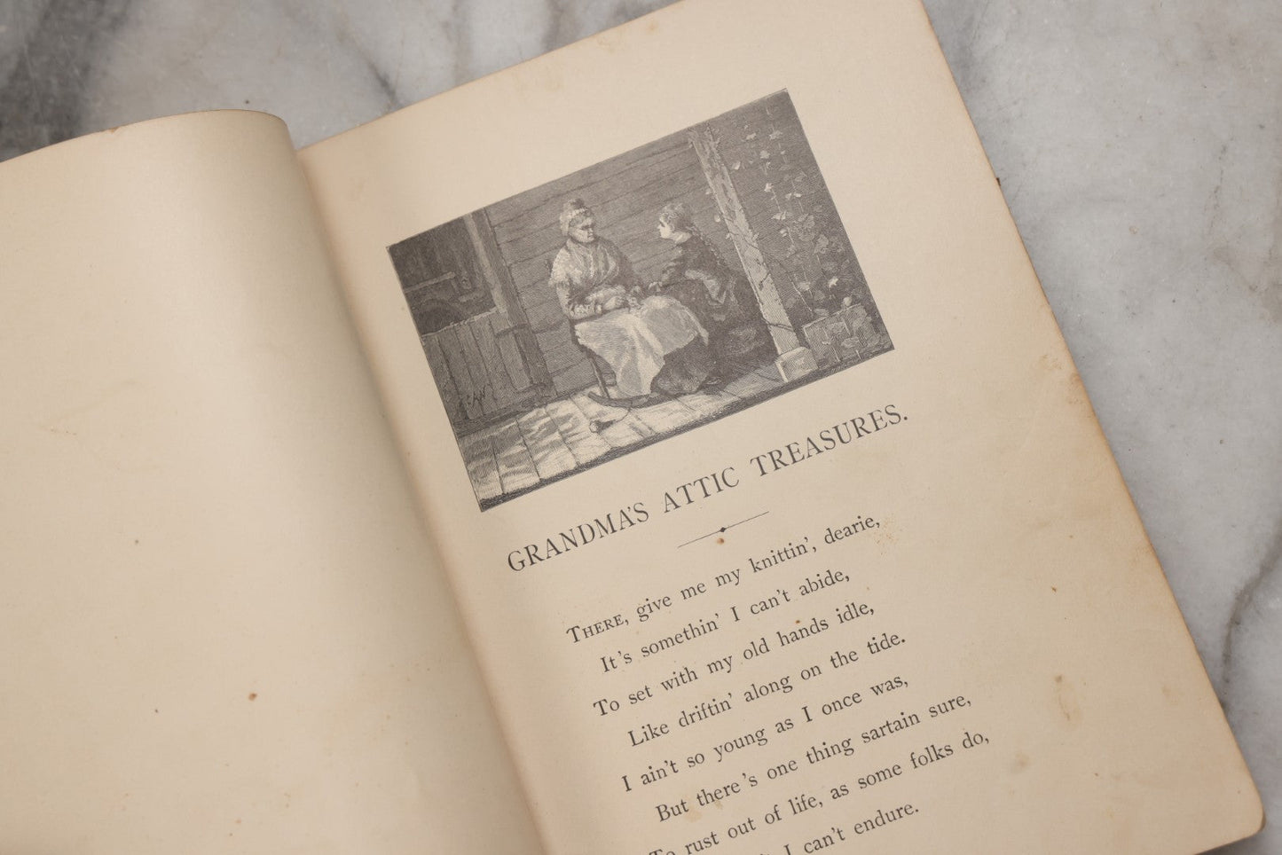 Lot 210 - "Grandma's Attic Treasures: A Story Of Old-Time Memories" Antique Illustrated Poetry Book By Mary D. Brine, E.P. Dutton & Company, 1884