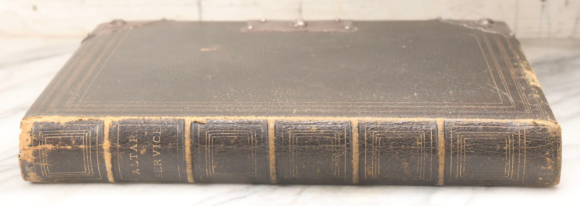 Lot 220 - "The Altar Service Book" Antique Leather Bound Religious Volume With Metal Corner Plates And Clasp, Published 1882