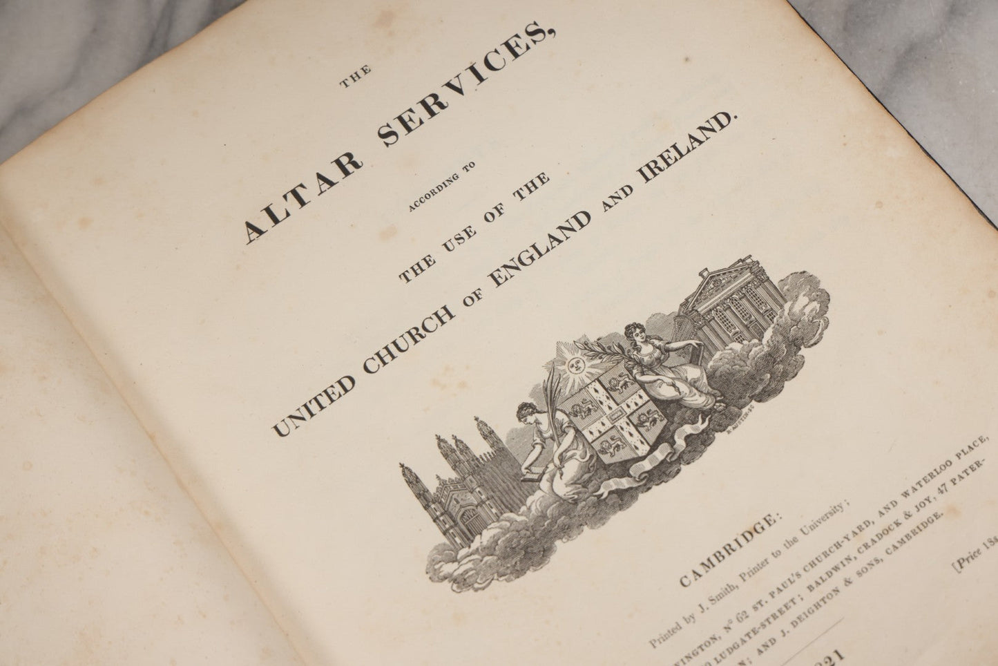 Lot 221 - "The Altar Services" Antique Leather Bound Religious Book, Cambridge, 1821