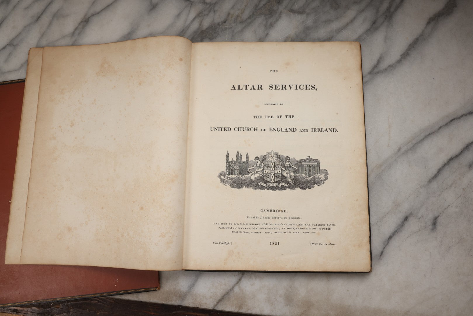 Lot 221 - "The Altar Services" Antique Leather Bound Religious Book, Cambridge, 1821