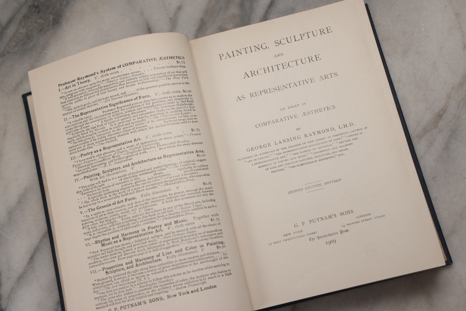 Lot 229 - "Painting, Sculpture And Architecture As Representative Arts; An Essay In Comparative Aesthetics" Antique Illustrated Art Reference Book By George Lansing Raymond, G. P. Putnam's Sons, New York, 1909