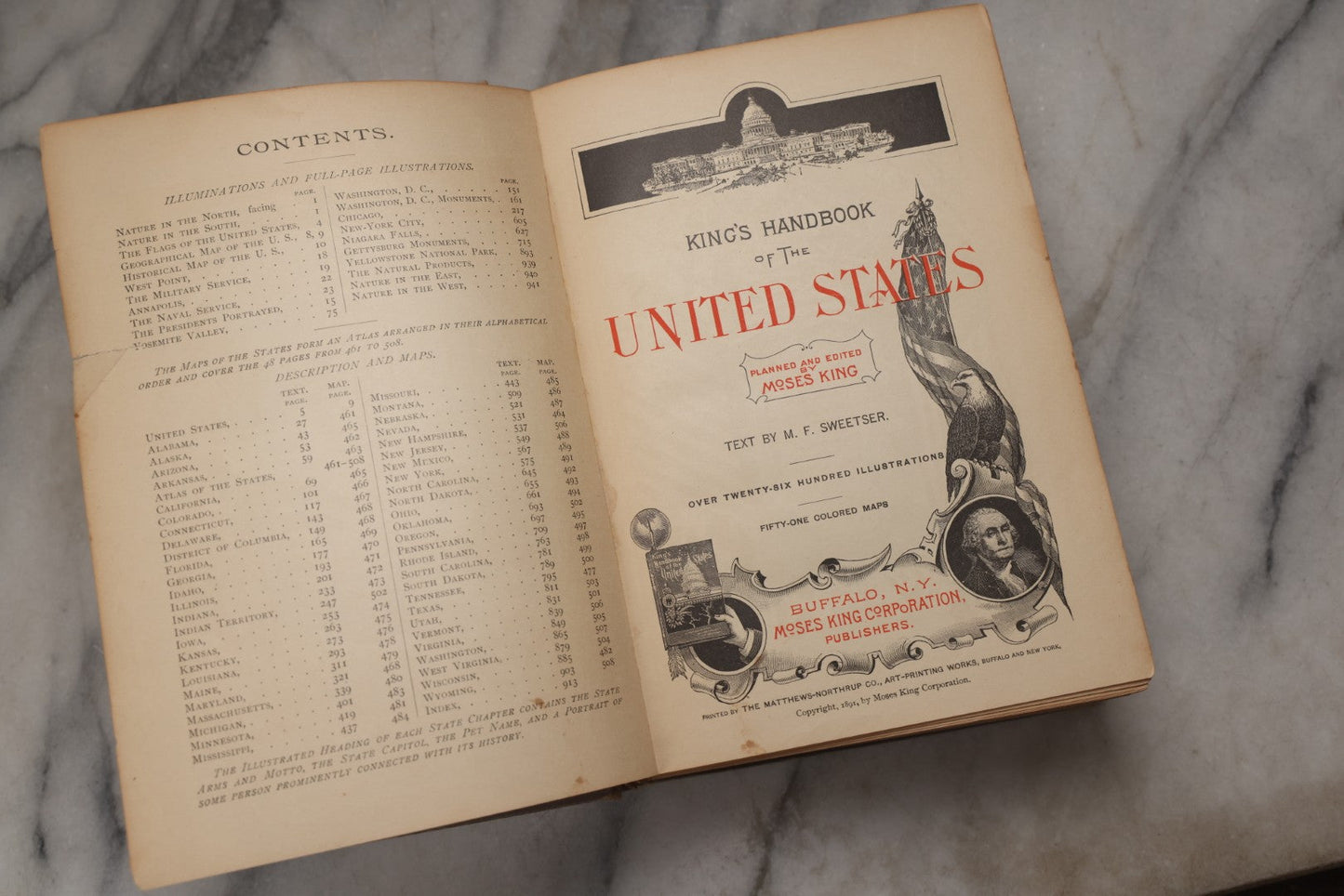 Lot 230 - "King's Handbook Of The United States" Antique Illustrated Guide Edited By Moses King, Text By M. F. Sweetser, Moses King Corporation, Buffalo, New York, 1891