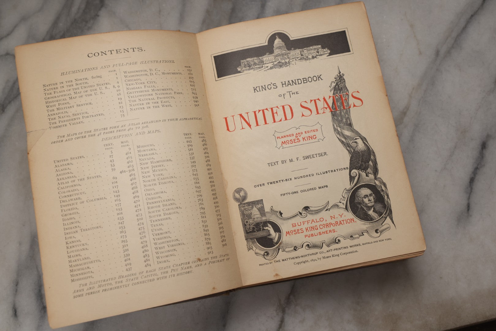 Lot 230 - "King's Handbook Of The United States" Antique Illustrated Guide Edited By Moses King, Text By M. F. Sweetser, Moses King Corporation, Buffalo, New York, 1891