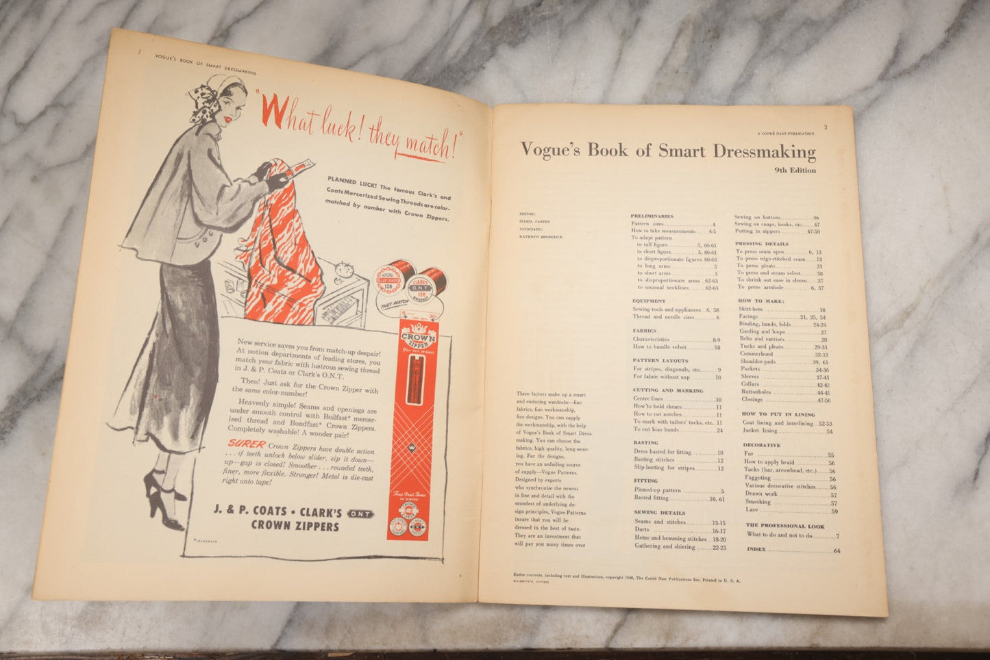 Lot 231 - "Vogue's Book Of Smart Dressmaking" Vintage Sewing Magazine By The Condé Nast Publications, 1948