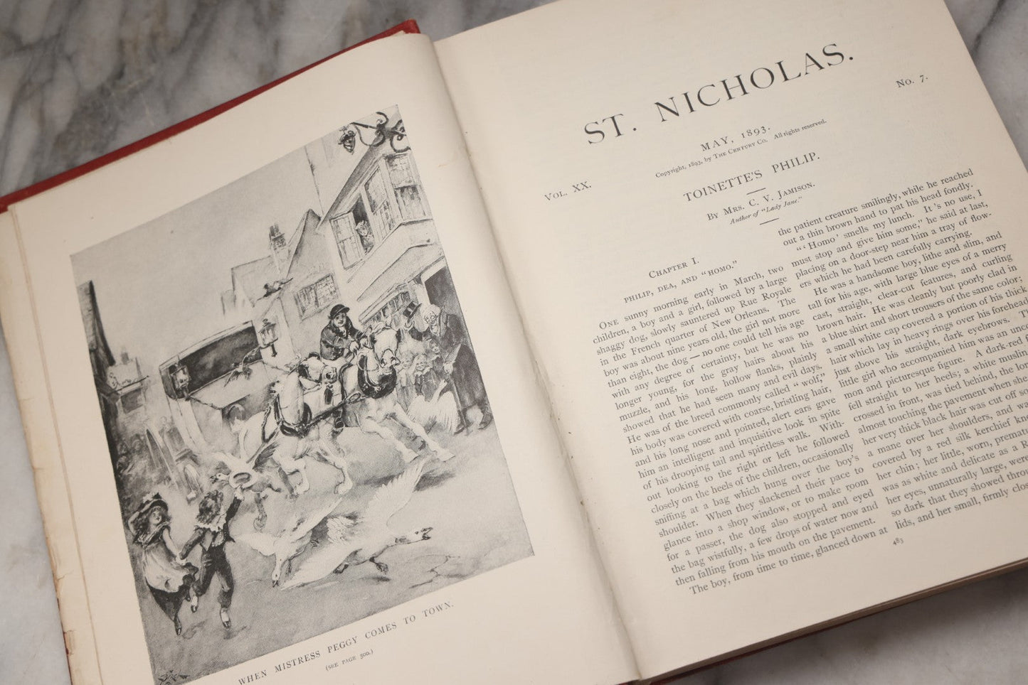Lot 235 - Pair Of "St. Nicholas" Antique Illustrated Children's Collected Literature Books, Vol. XIX Part II (May–October 1892) And Vol. XX Part II (May–October 1893), Conducted By Mary Mapes Dodge, Published By The Century Co., New York