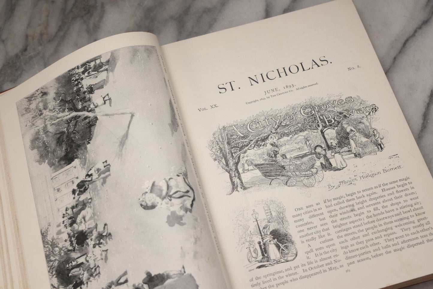 Lot 235 - Pair Of "St. Nicholas" Antique Illustrated Children's Collected Literature Books, Vol. XIX Part II (May–October 1892) And Vol. XX Part II (May–October 1893), Conducted By Mary Mapes Dodge, Published By The Century Co., New York