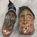 Lot 237 - Pair Of Modern Folk Art Hand Carved Wooden Halloween Witch Ornaments With Hanging Rings