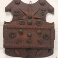 Lot 023 - Antique Folk Art Carved Wood Wall Box With Applied Walnut Shell Decoration, 9-3/4" x 7-3/4"