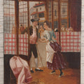 Lot 025 - Antique Miniature Painting On Wood Panel “Le Rendez-Vous,” Signed, Streetfront Scene With Figures, 4" x 6"