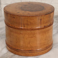 Lot 030 - Antique Turned Wooden Box With Lid Containing Two Stiff Collars, 4-5/8" H