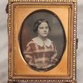 Lot 042 - Antique 1/9th Plate Red Tinted Daguerreotype Photograph Of Pretty Young Woman In Half Leatherette Union Case