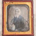Lot 044 - Antique 1/6th Plate Daguerreotype Photograph Of Middle-Aged Woman In White Bonnet, In Half Leatherette Union Case, Not Sealed And Without Preserver