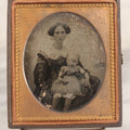 Lot 049 - Antique 1/6th Plate Ambrotype Photograph Of Seated Woman With Baby In Half Leatherette Union Case, Note Poor Condition