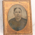 Lot 059 - Antique 1/9th Plate Ambrotype Photograph Of Older Woman, Under Glass With Brass Mat And Preserver, Note Tarnish And Staining