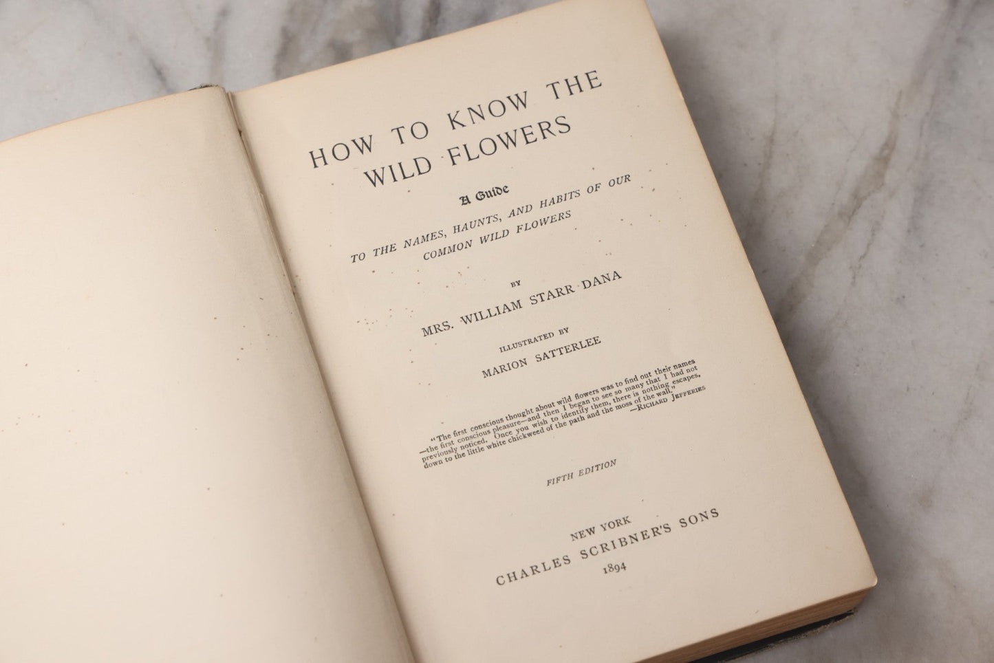 Lot 073 - "How To Know The Wild Flowers" Antique Botanical Field Guide By Mrs. William Starr Dana, Illustrated By Marion Satterlee, Published By Charles Scribner's Sons, New York, 1894