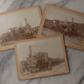 Lot 078 - Trio Of Antique Boarded Photographs Of Men Posing In Front Of Late 19th-Century Locomotives, Including Locomotive No. 77, With German Handwritten Notes On Verso Dated 1899