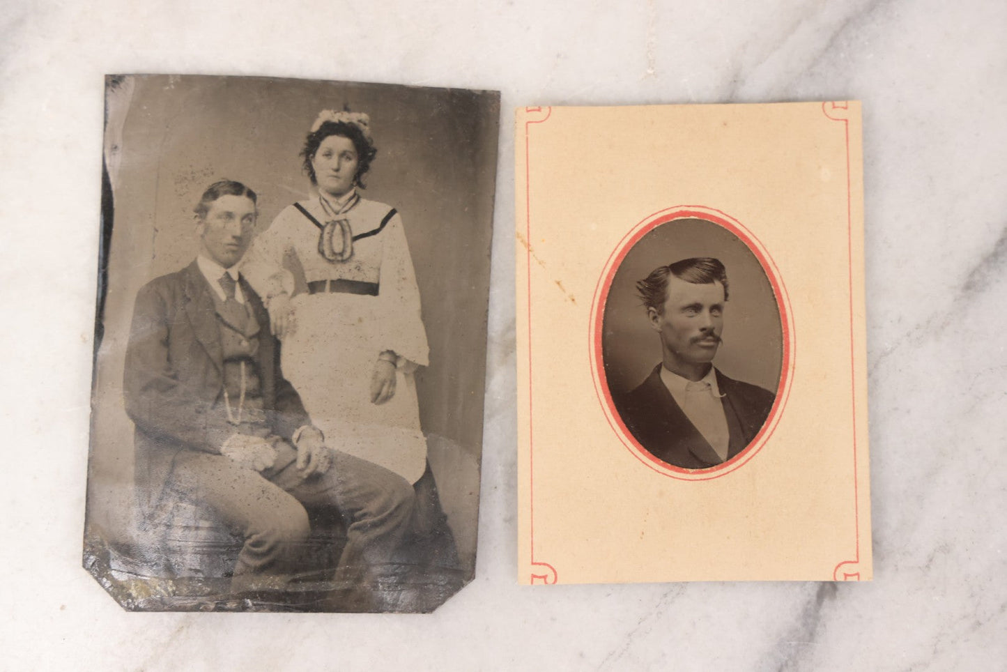 Lot 086 - Grouping Of Seventeen Antique Tintype Portrait Photographs Of Men And Women, Including One Outdoor Scene