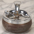 Lot 092 - Vintage Chrome-Topped Spinning Ashtray With Central Push Mechanism And Tin Bulbous Base, Likely Made In Japan, Circa 1960s 4" H