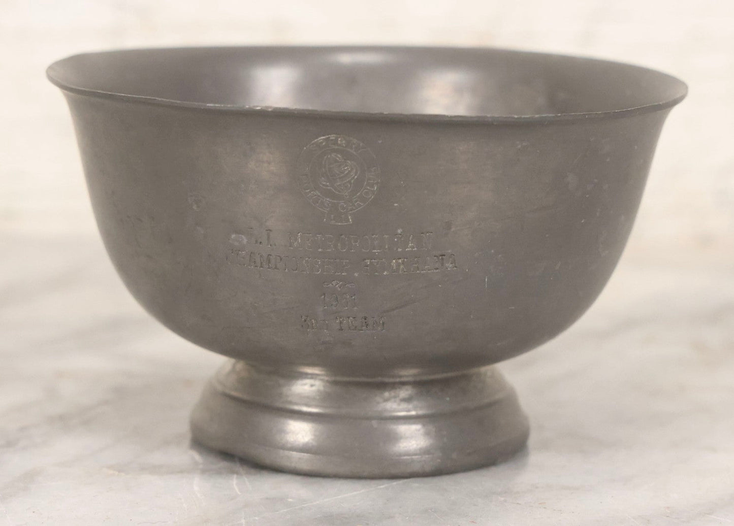 Lot 098 - Grouping Of 10 Vintage Pewter Gymkhana And Rally Trophies, 1959–1964, Various Makers Including Queen Art Pewter, Trinac Pewter, And Royal Holland Pewter