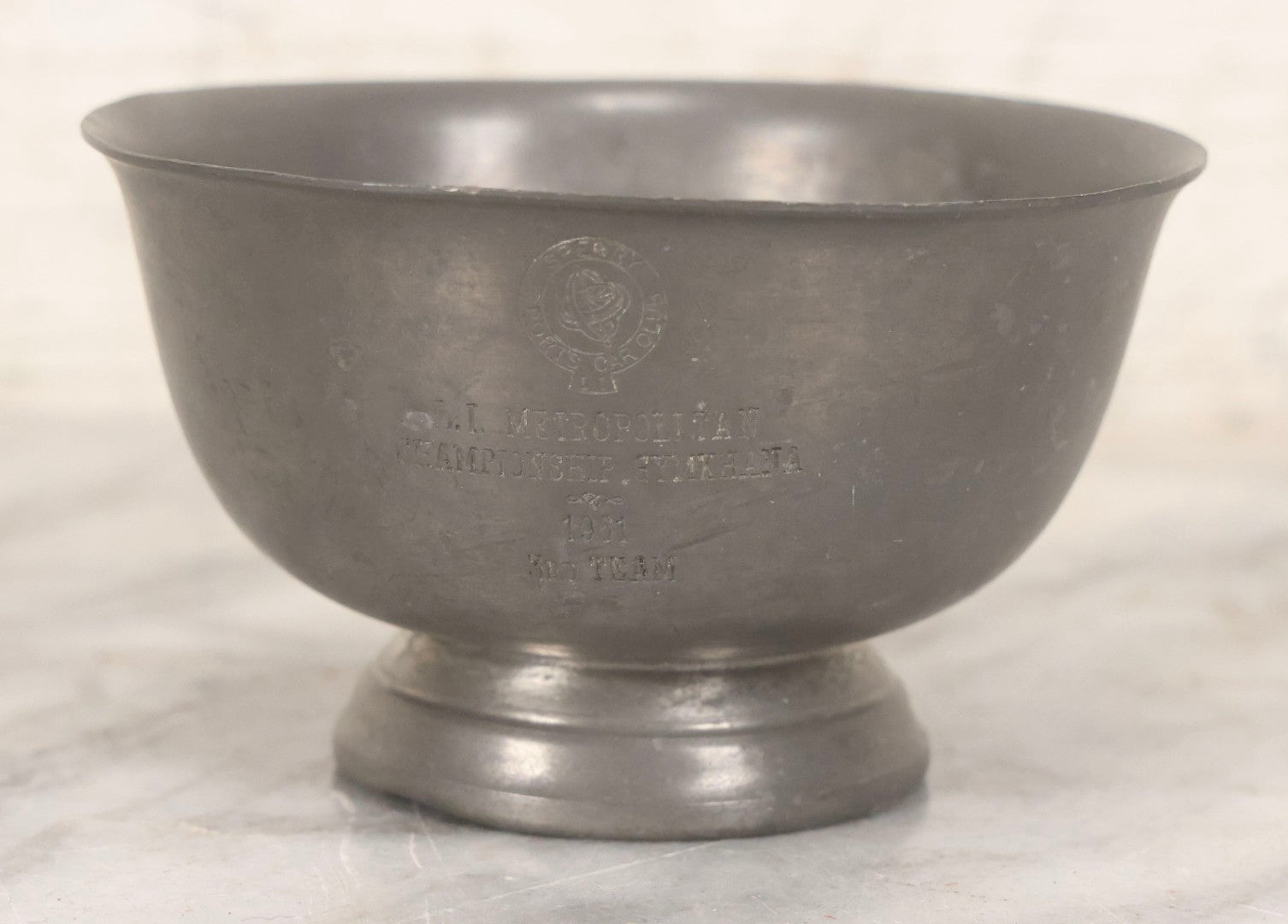 Lot 098 - Grouping Of 10 Vintage Pewter Gymkhana And Rally Trophies, 1959–1964, Various Makers Including Queen Art Pewter, Trinac Pewter, And Royal Holland Pewter