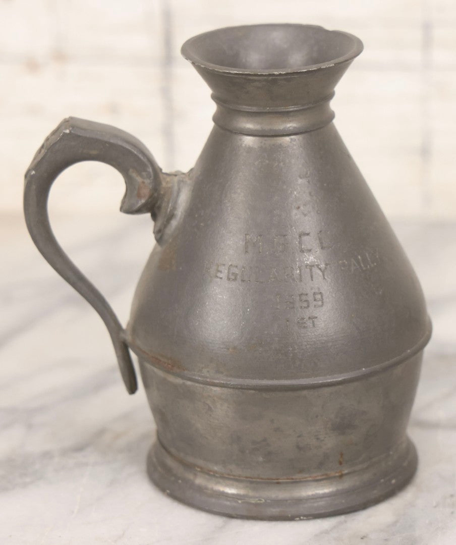 Lot 098 - Grouping Of 10 Vintage Pewter Gymkhana And Rally Trophies, 1959–1964, Various Makers Including Queen Art Pewter, Trinac Pewter, And Royal Holland Pewter