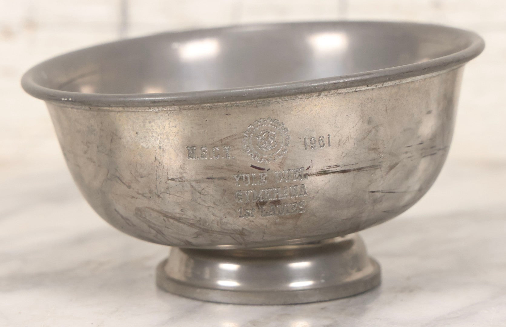 Lot 098 - Grouping Of 10 Vintage Pewter Gymkhana And Rally Trophies, 1959–1964, Various Makers Including Queen Art Pewter, Trinac Pewter, And Royal Holland Pewter