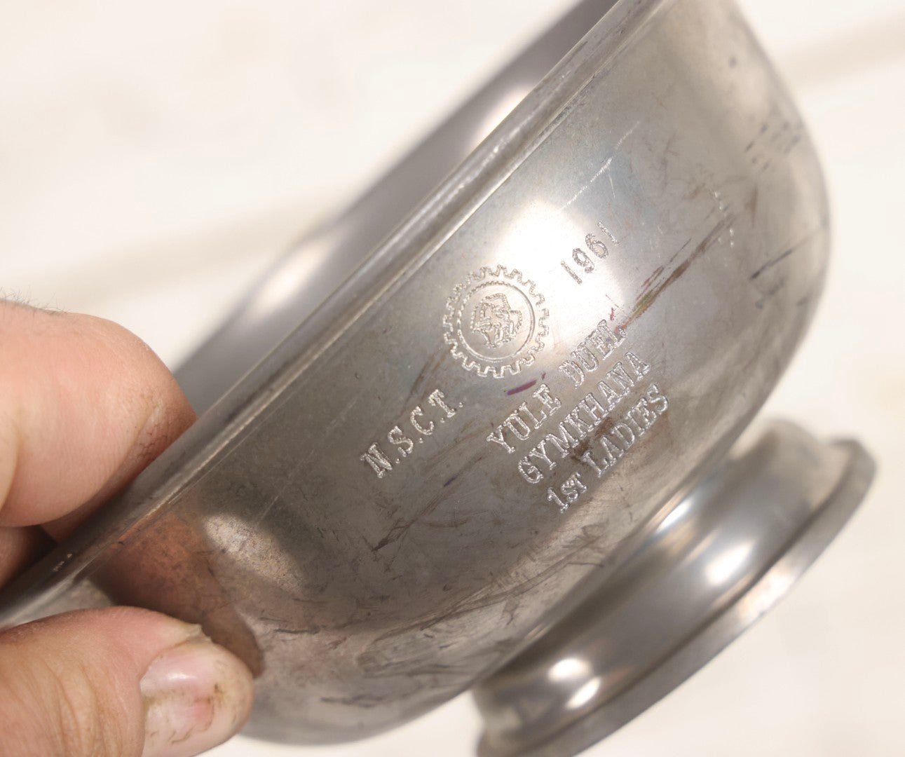Lot 098 - Grouping Of 10 Vintage Pewter Gymkhana And Rally Trophies, 1959–1964, Various Makers Including Queen Art Pewter, Trinac Pewter, And Royal Holland Pewter